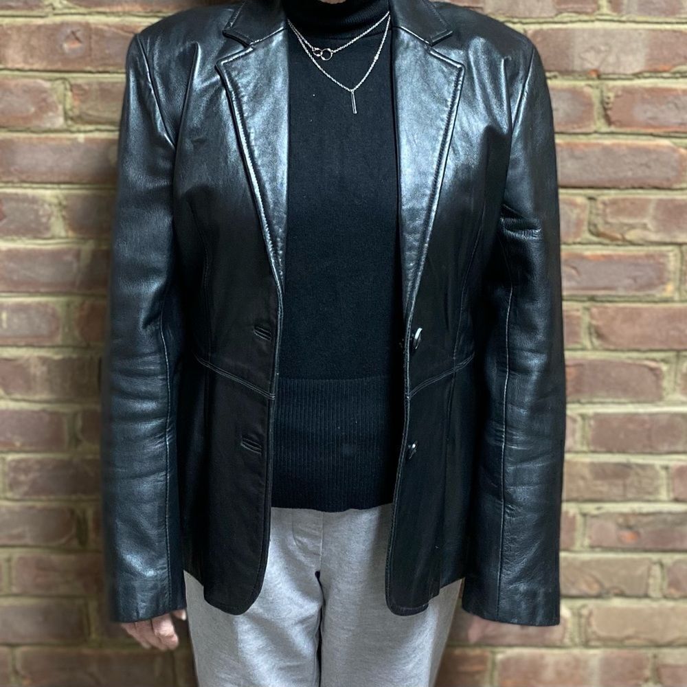 Cache Black Leather Jacket Size Small - Picture 8 of 9